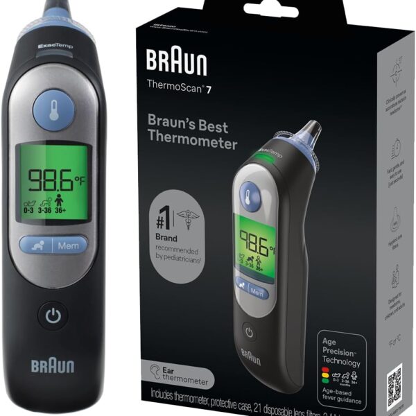 Braun ThermoScan 7 Digital Ear Thermometer, Age-Adjusted Fever Guidance, Baby and Infant Friendly, No. 1 Brand Recommended by Pediatricians, FSA and HSA Eligible