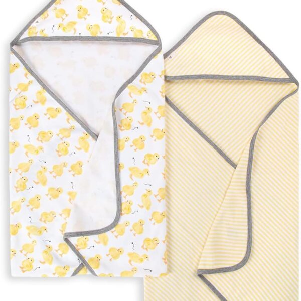 Burts Bees Baby Infant Hooded Towels Little Ducks Organic Cotton, Unisex Bath Essentials and Newborn Necessities, Soft Nursery Towel with Hood Set, 2-Pack Size 29 x 29 Inch